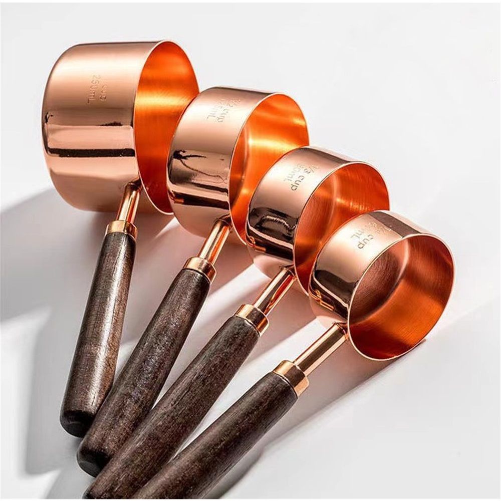 Copper Stainless Steel Measuring Cups and Spoons Set of 8 view 2