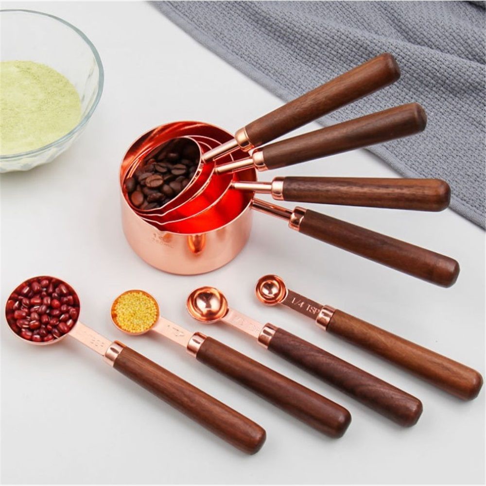 Copper Stainless Steel Measuring Cups and Spoons Set of 8 view 3