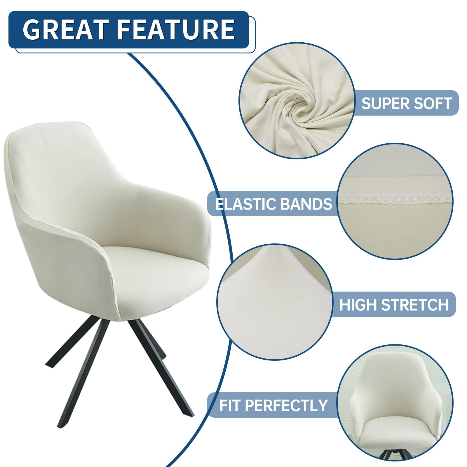 Swivel Armchair Accent Dining Chair Cover for Office view 5