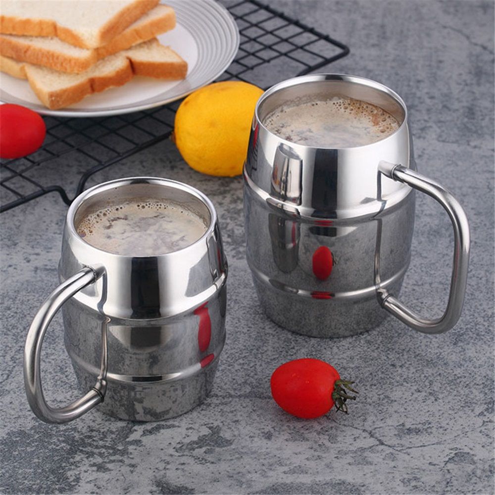 2 Pcs 304 Stainless Steel Barrels Mugs 16 oz Double Wall Coffee Cup Beer Cup view 4