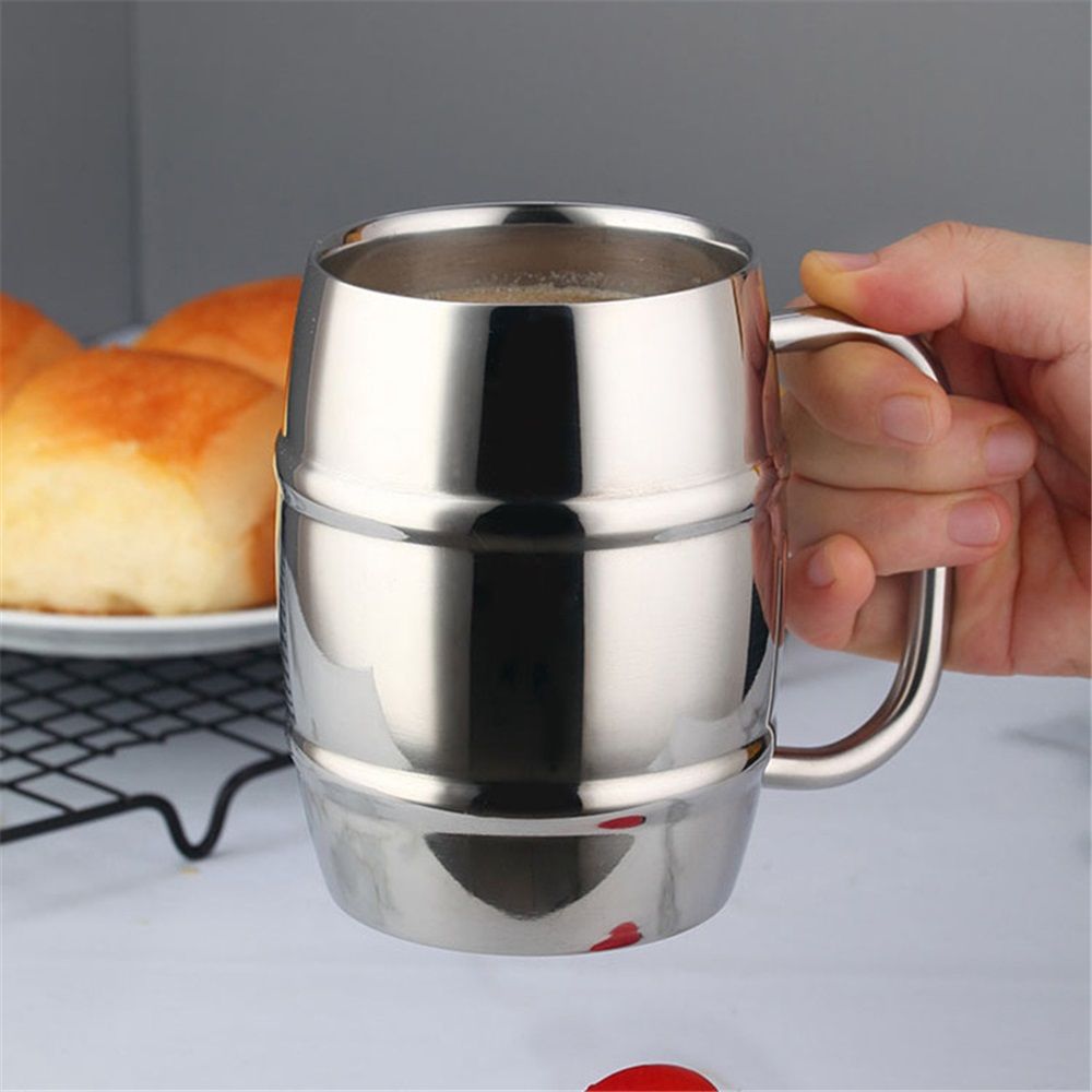 2 Pcs 304 Stainless Steel Barrels Mugs 16 oz Double Wall Coffee Cup Beer Cup view 5