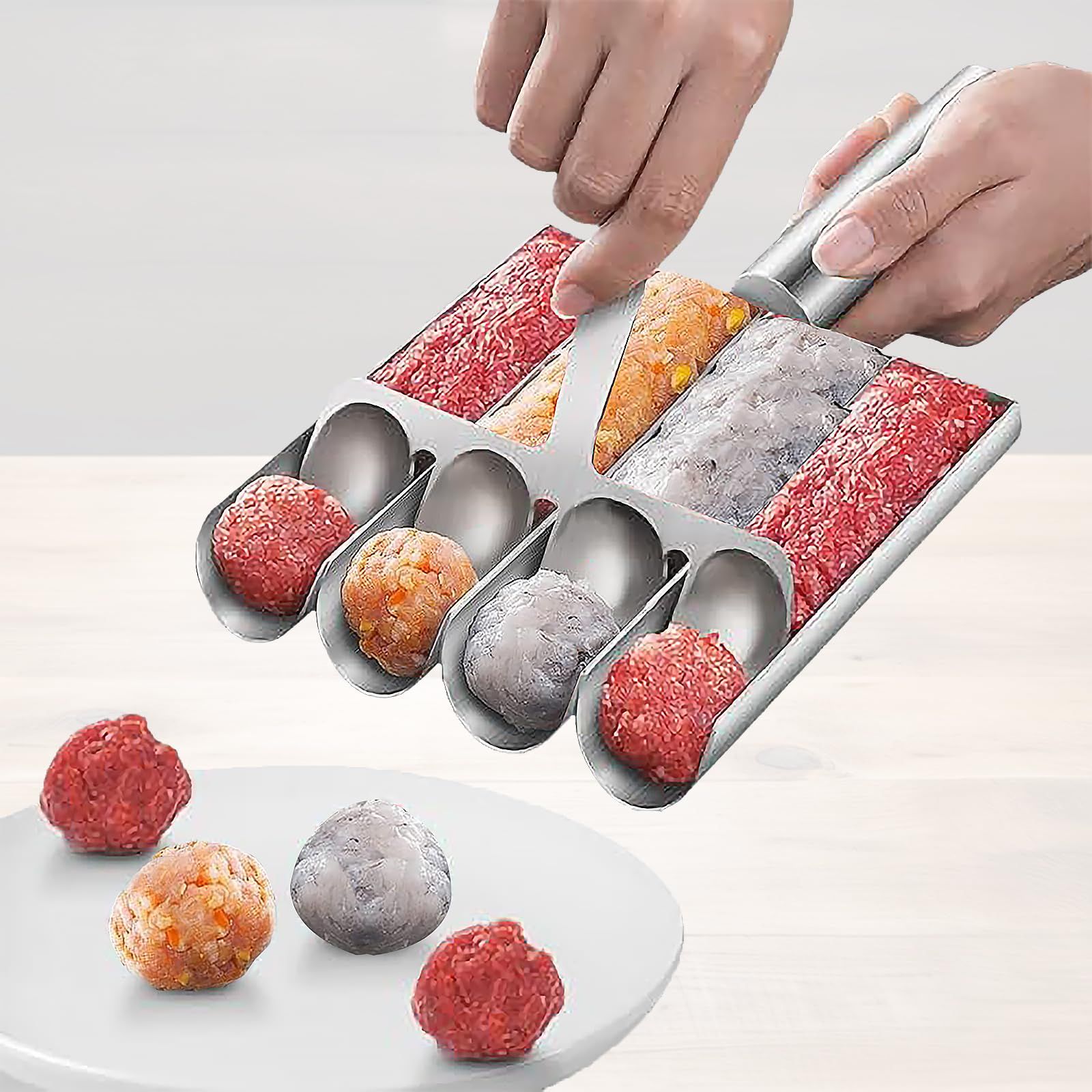 Meatball Maker Tool, 304 Stainless Steel Kitchen Manual Non Stick Meatball view 5