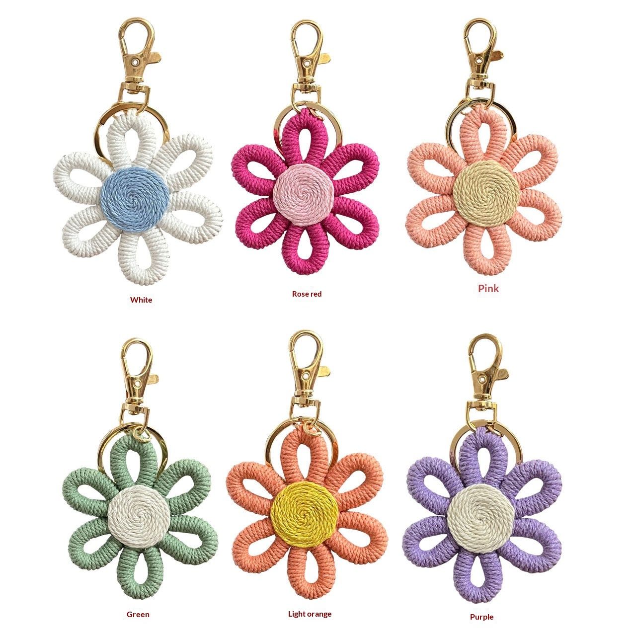 12 Pcs Daisy Party Favors Boho Woven Flowers Keychains Daisy Keychain for Boho