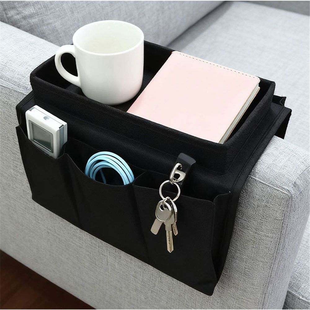 Sofa Armrest Organizer, Couch TV Remote Storage Organizer with Pockets for view 2