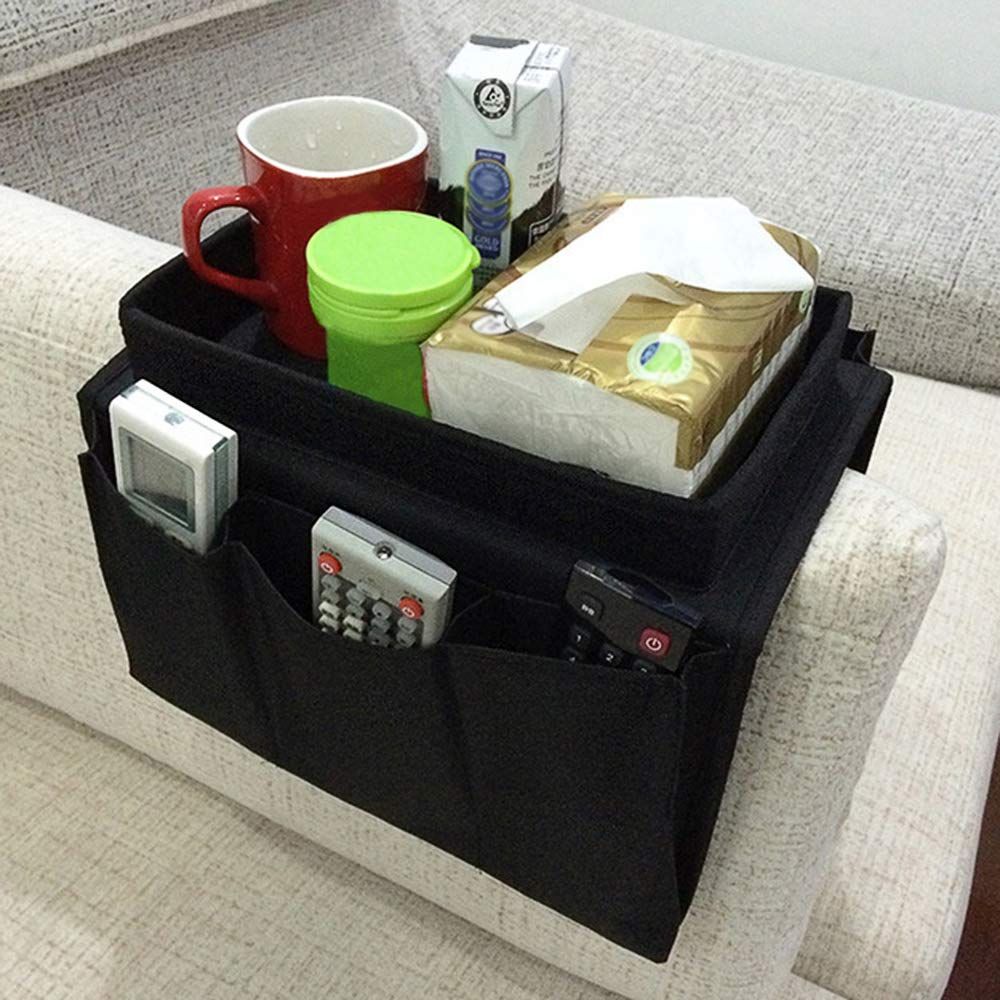 Sofa Armrest Organizer, Couch TV Remote Storage Organizer with Pockets for view 3