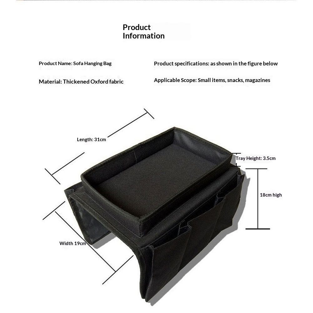 Sofa Armrest Organizer, Couch TV Remote Storage Organizer with Pockets for view 5