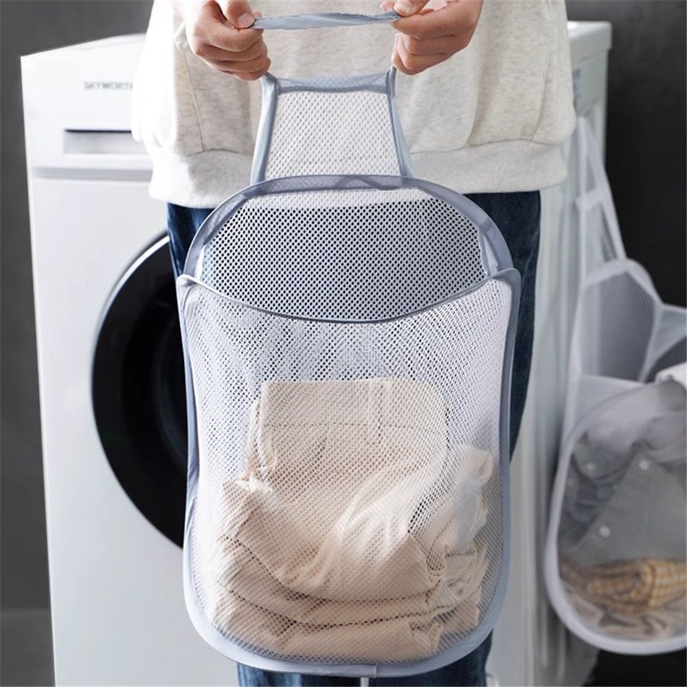 Mesh Collapsible Small Wall Laundry Baskets，Hanging Laundry Hamper，for Hotel view 3