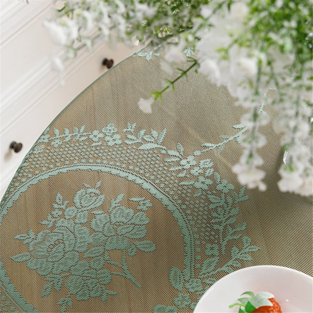 Green lace square flower tablecloth view 5