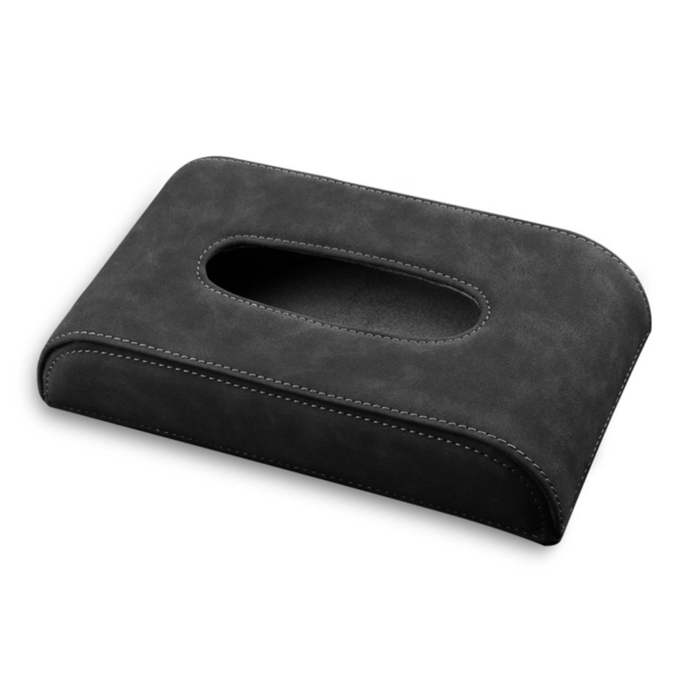 Black-gray Tissue Box suede Cover Rectangular Tissue Holder for Home Car