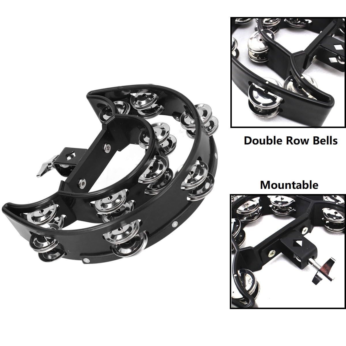 Tambourine Half Moon Mounted Double Row Bells with Mounting Eye Bolt view 4