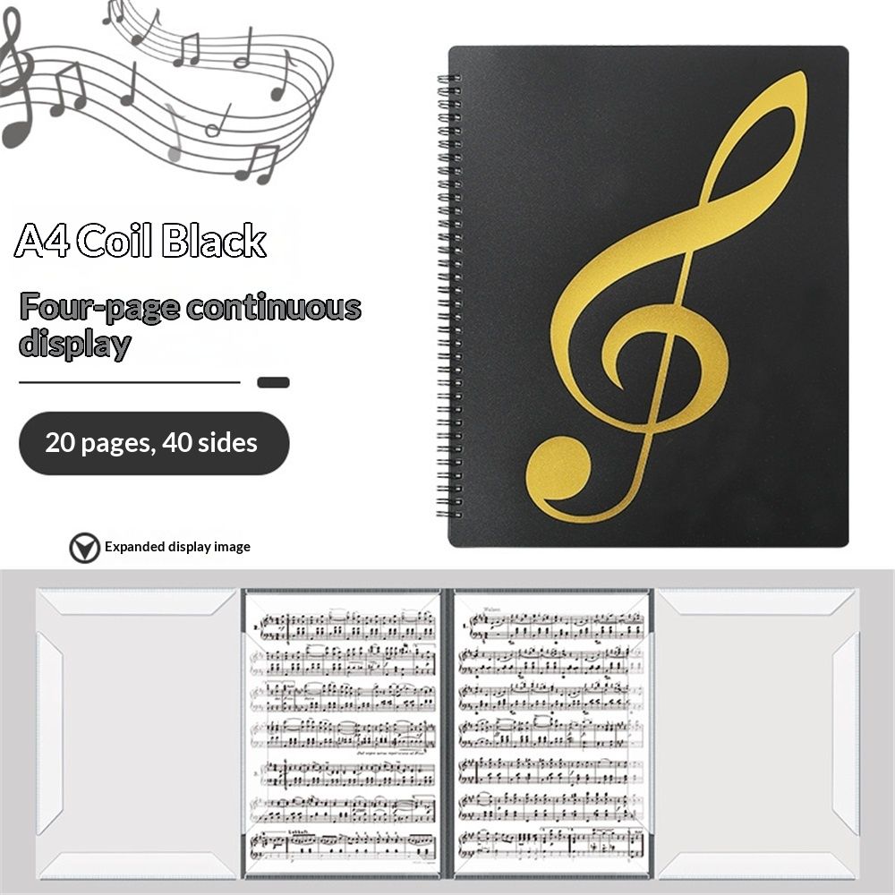 Sheet Music Folder, Music Binder, 4 Page Expand,20 Pages Capacity, Writable