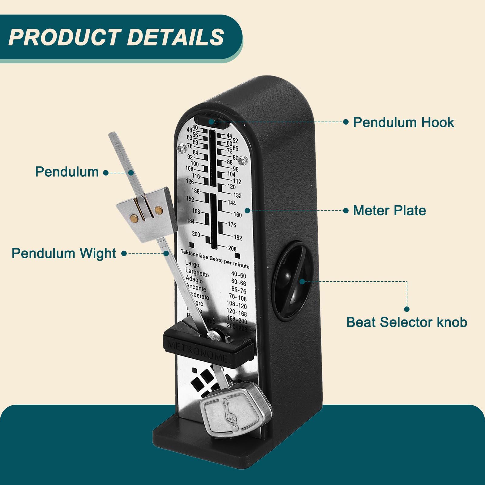 Mechanical Metronome Portable Mini Universal Metronome 11cm Height for Piano view 4
