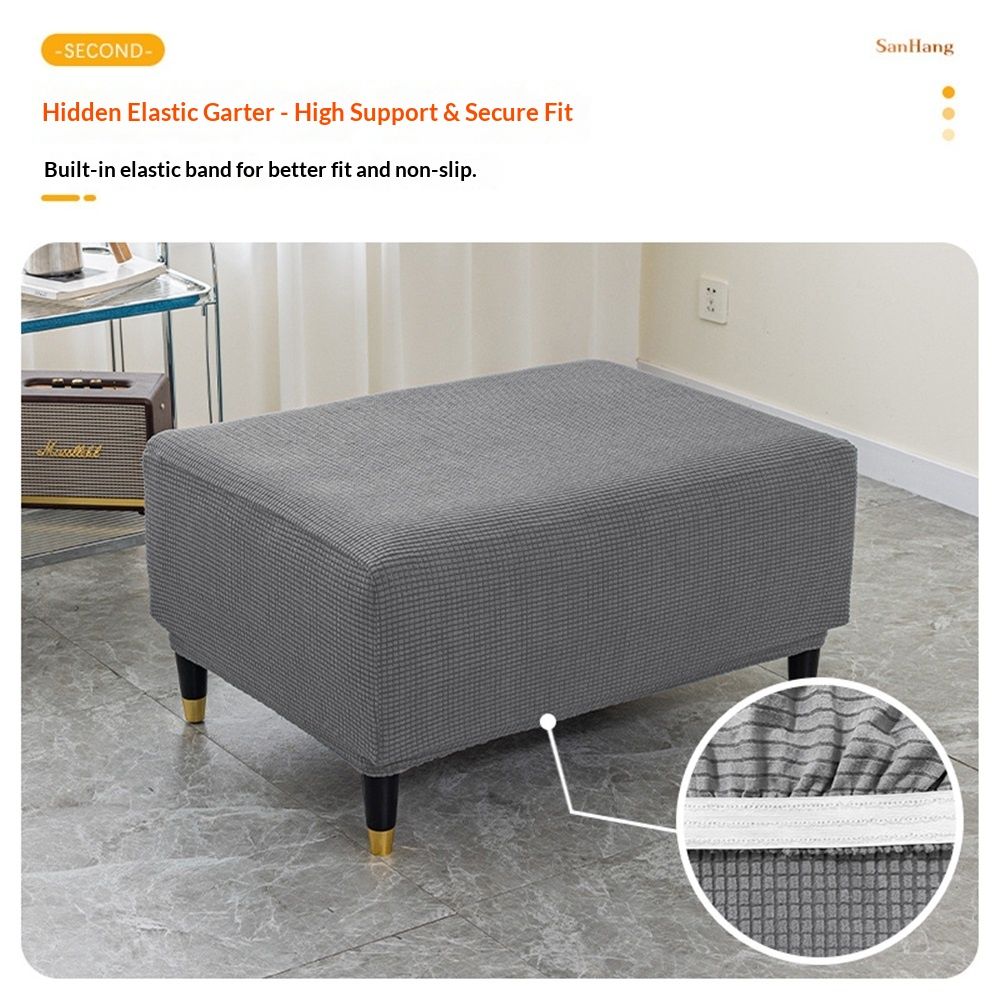 Cover Slipcover Rectangle Footrest Sofa Slipcovers Stool Cover Footstool view 3