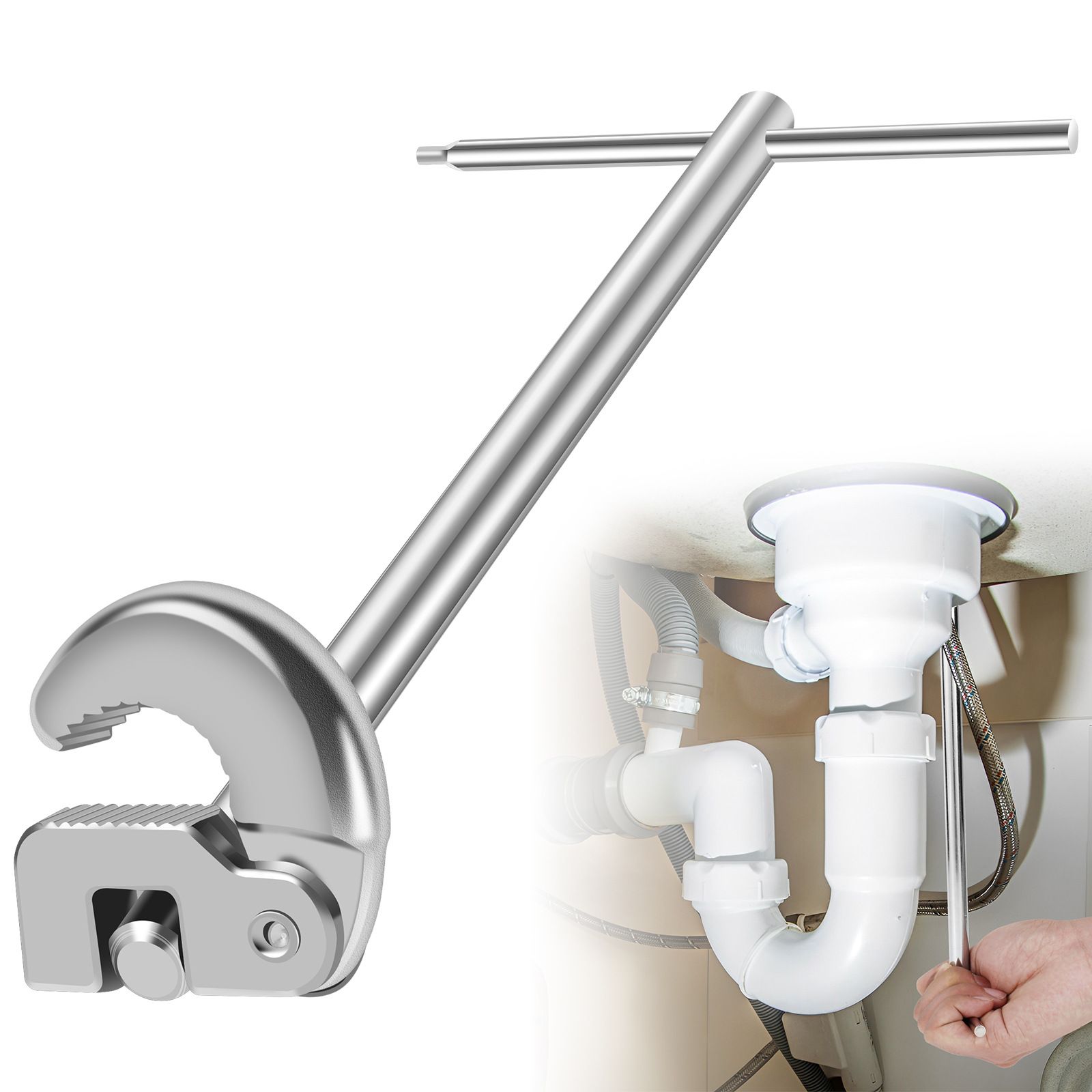 11.7" Basin Wrench, Sink Wrench, Adjustable Tap Nut Spanner Basin Spanner