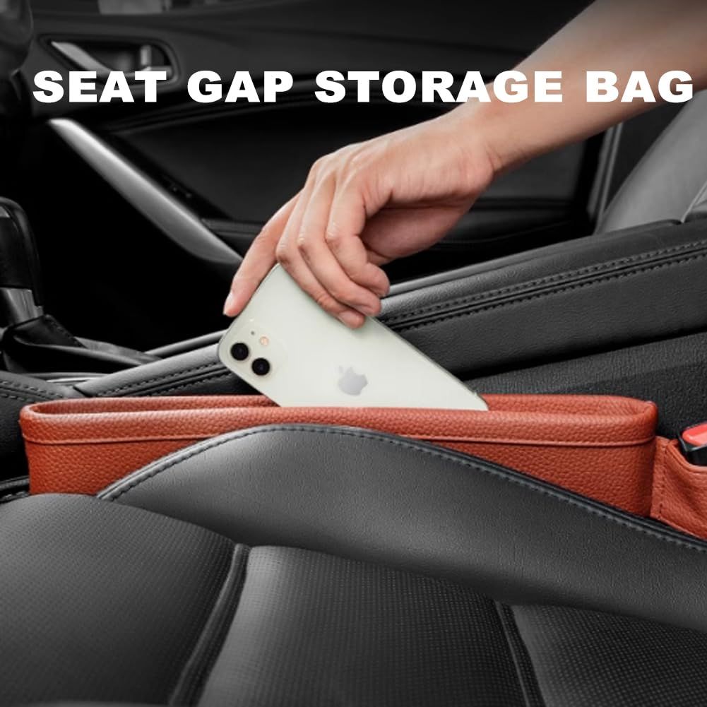 Car Seat Pockets PU Leather Car Console Side Organizer Seat Catcher Holders view 2