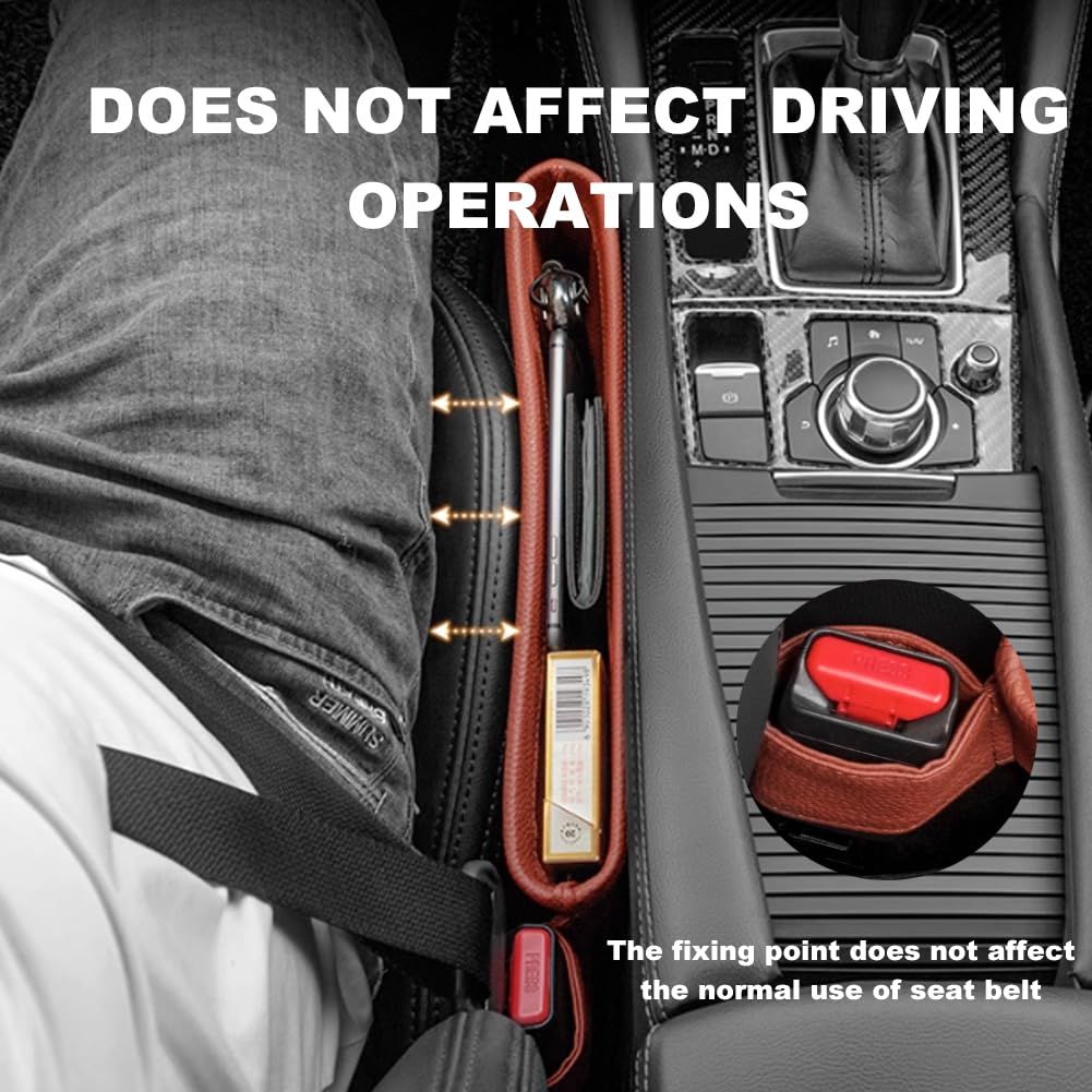 Car Seat Pockets PU Leather Car Console Side Organizer Seat Catcher Holders view 3