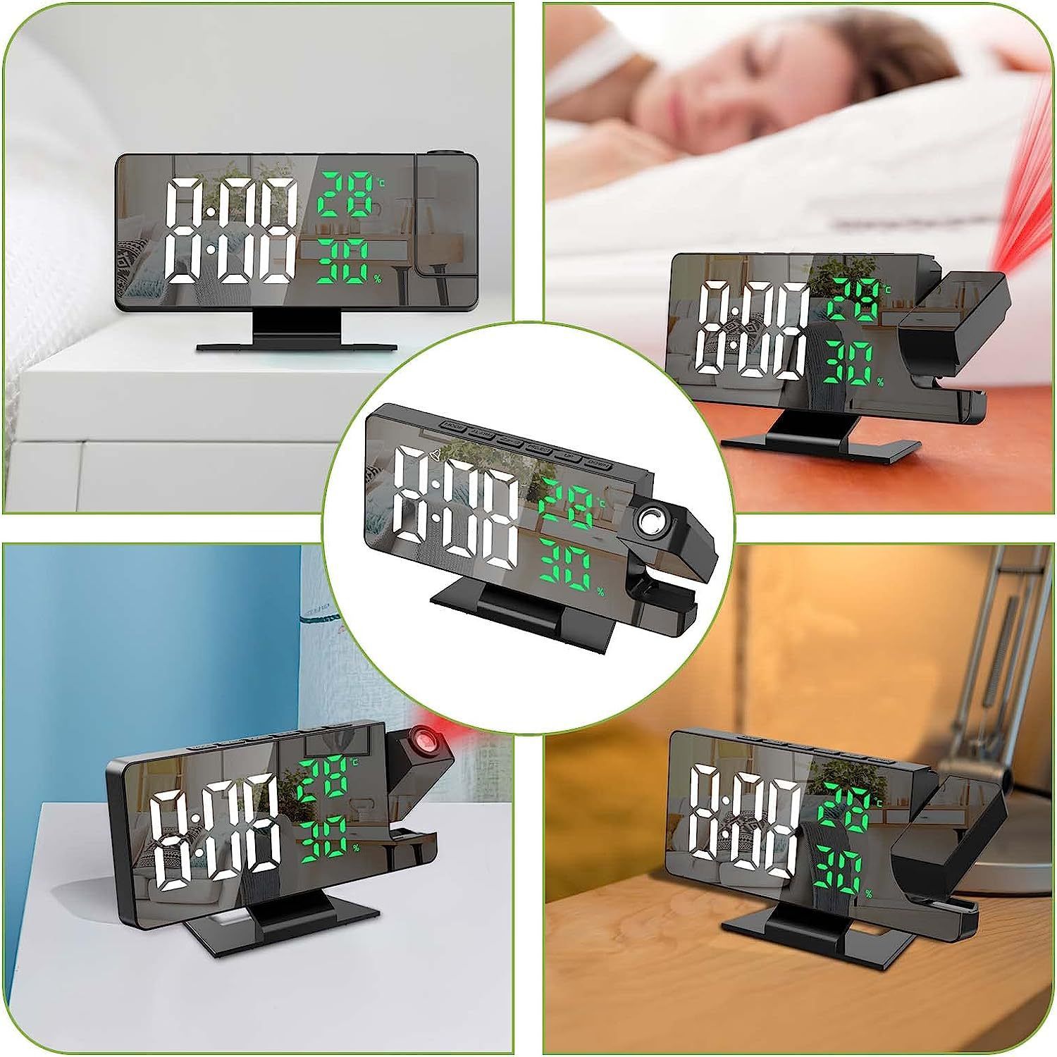 Digital Projection Alarm Clock with Temperature and Humidity Display view 3