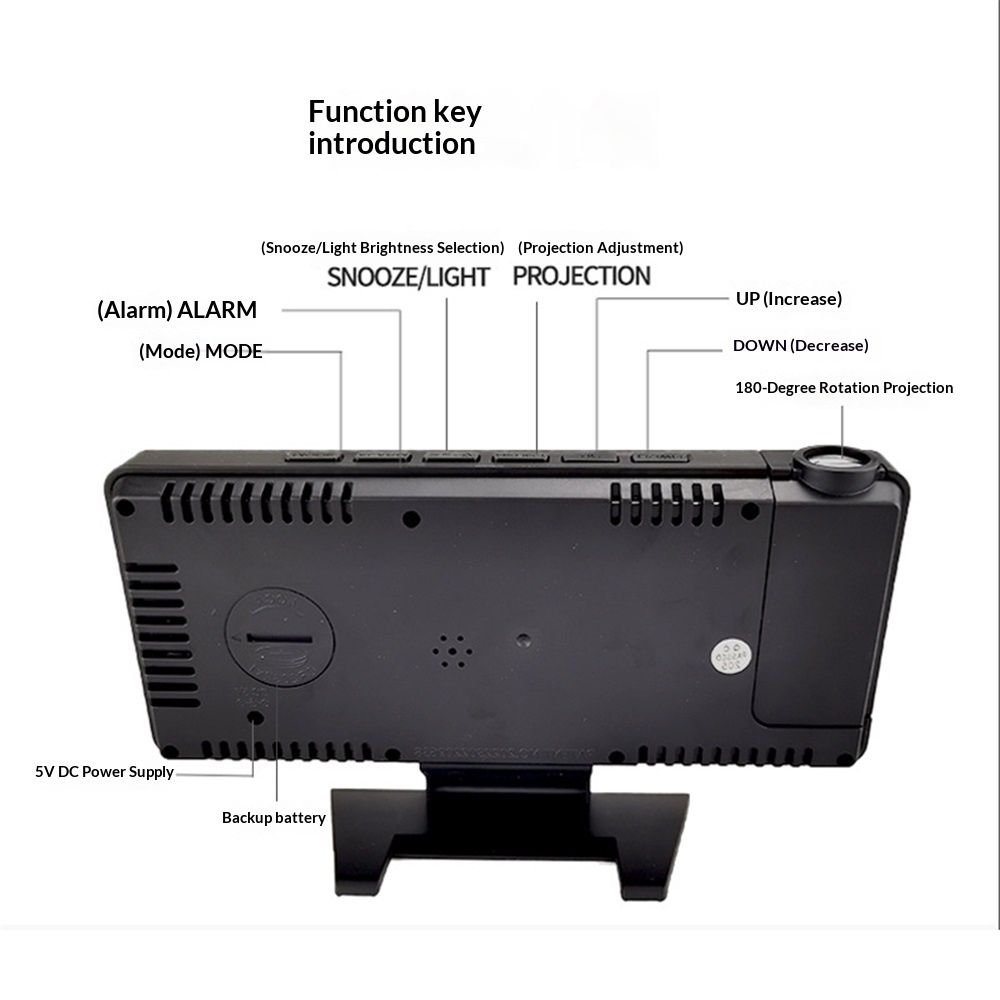 Digital Projection Alarm Clock with Temperature and Humidity Display view 4
