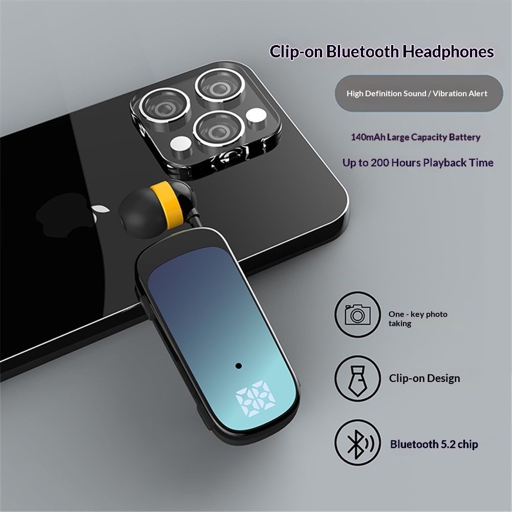 Retractable Wireless Headset Headphone Stereo Earphone V5.2 Noise Cancelling view 3