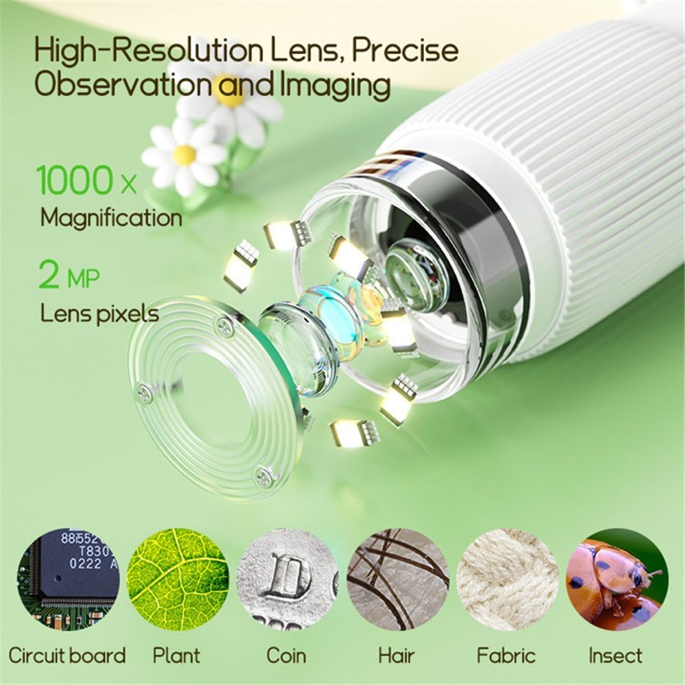 Microscope for Kids, 2" IPS Screen 1000X Handheld Digital Microscopes HD view 3