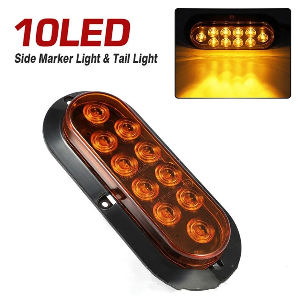 4pc 6 inch Amber Oval LED Trailer Tail Light Kit [Surface-Mount] [IP67