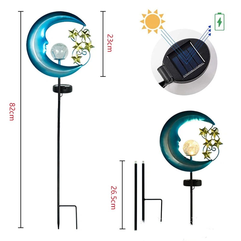 Stars Moon Solar Lights Outdoor - Solar Powered Garden Lights Decorative
