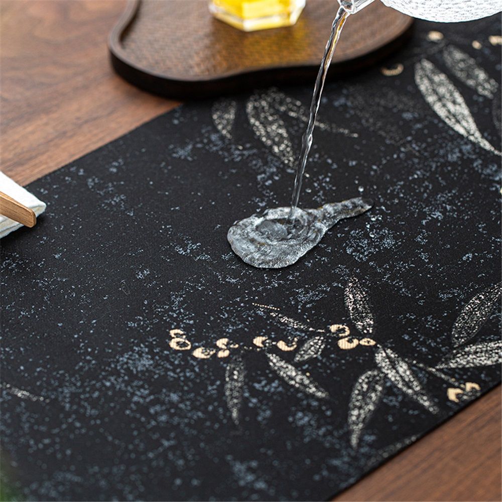 Flower black placemat, tablecloth, autumn/winter floral leaf, spring plant view 4