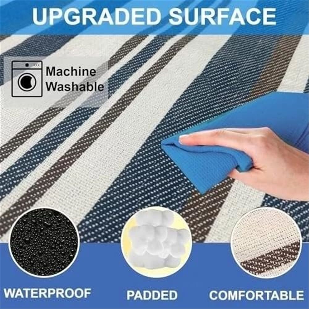 Blue Extra Large Picnic Blanket Waterproof Outdoor Mat Soft Foldable with view 3