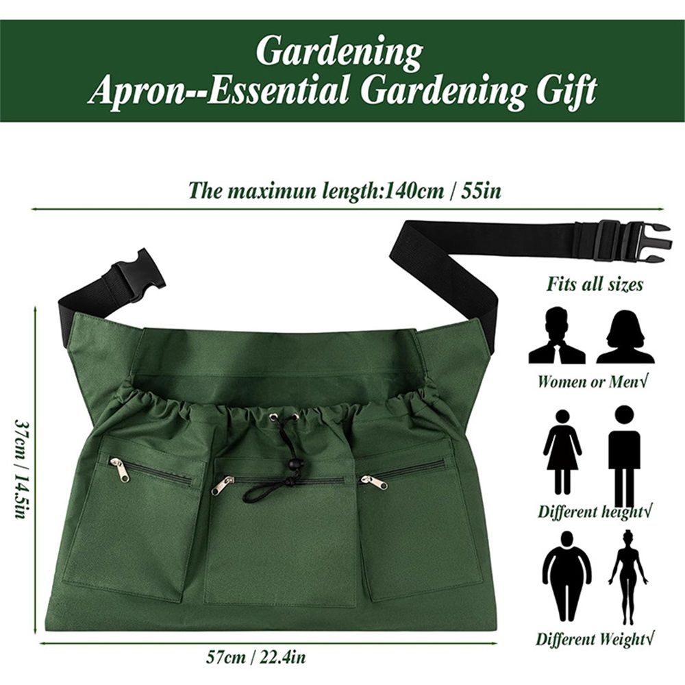 Gardening Apron, Garden Aprons with Pockets & Drawstring Bag, Fruit Storage view 5