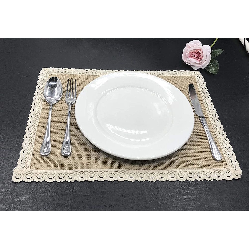 Placemats and Lace Jute Rustic Farmhouse Table Mats Table Decor & One of view 2