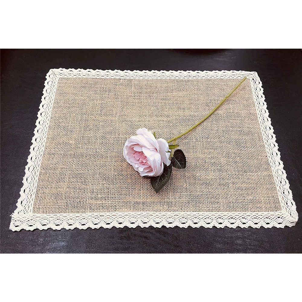 Placemats and Lace Jute Rustic Farmhouse Table Mats Table Decor & One of view 3