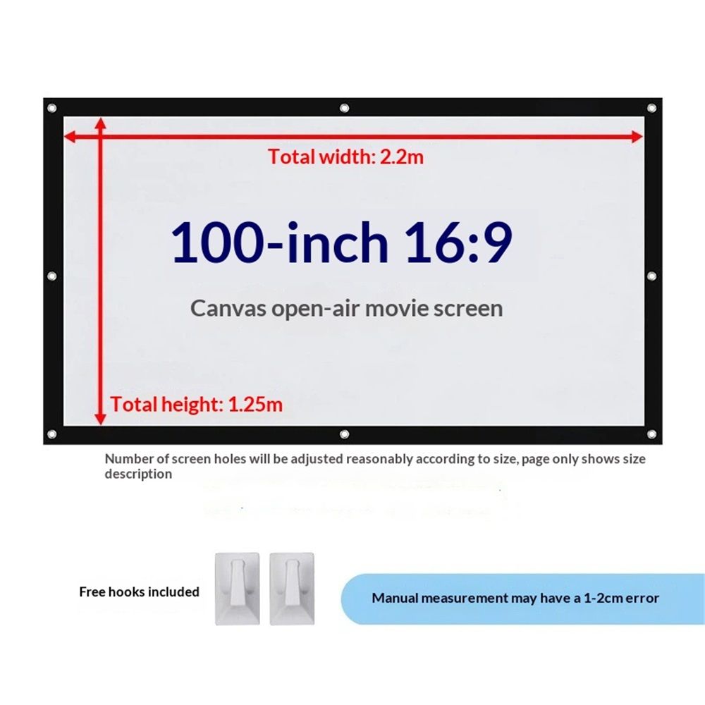 100 inch 16:9 Thicken Portable Non Crease Foldable Projection Screen view 2