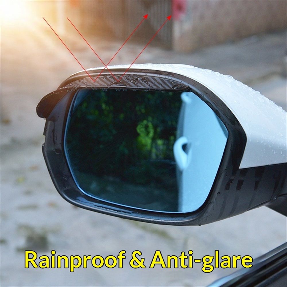 2 pair Side Mirror Rain Guard - Carbon Fiber Rear View Mirror Cover view 3