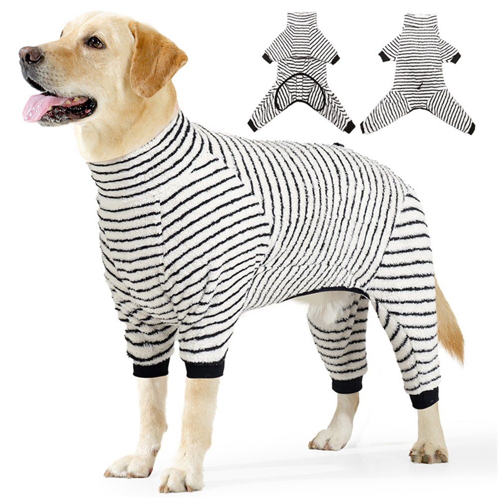 Striped Dog Pajamas Stretchable 4 Legs Doggie Jammies Clothes