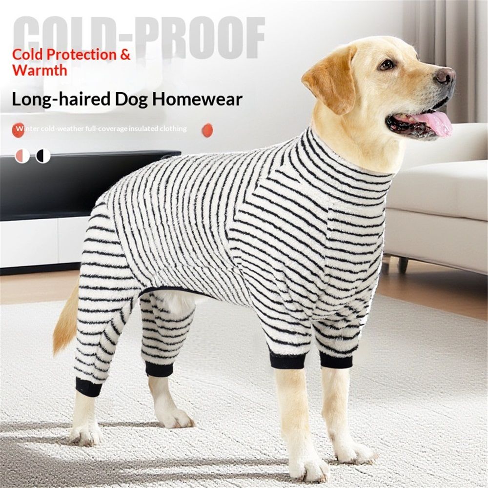 Striped Dog Pajamas Stretchable 4 Legs Doggie Jammies Clothes view 3
