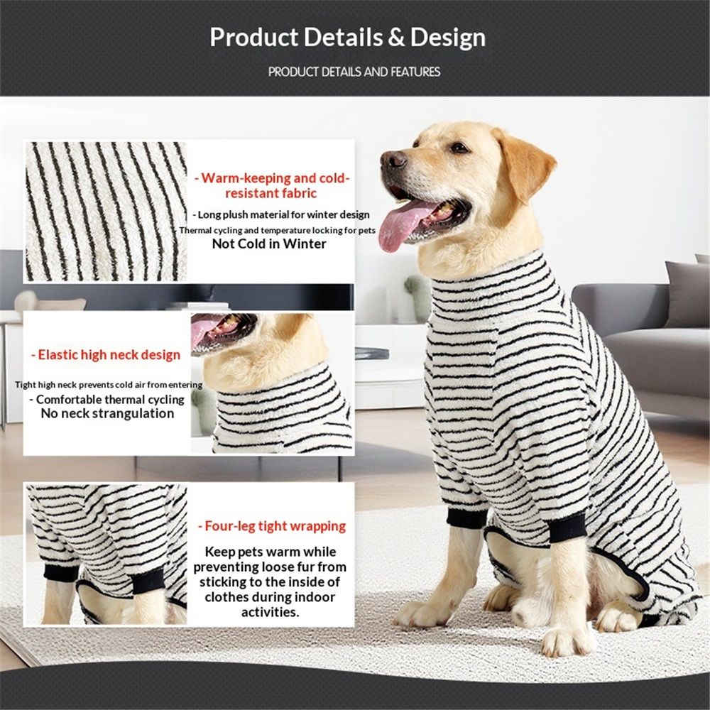Striped Dog Pajamas Stretchable 4 Legs Doggie Jammies Clothes view 4