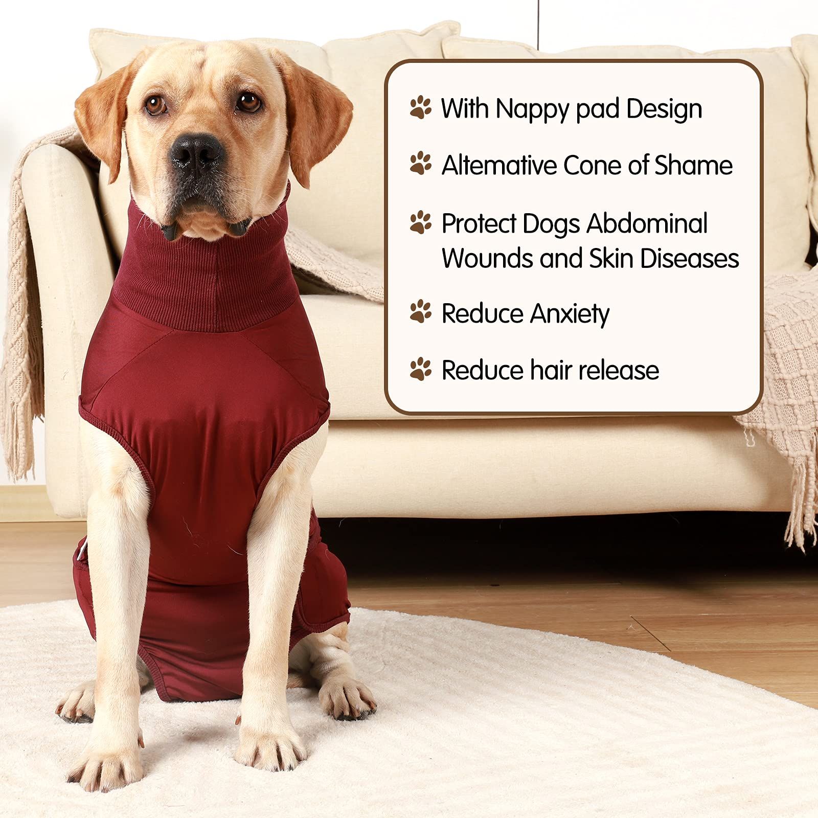 Full Body Dog Diaper with a Puppy Nappies Physiological Dog Surgery Recovery view 3