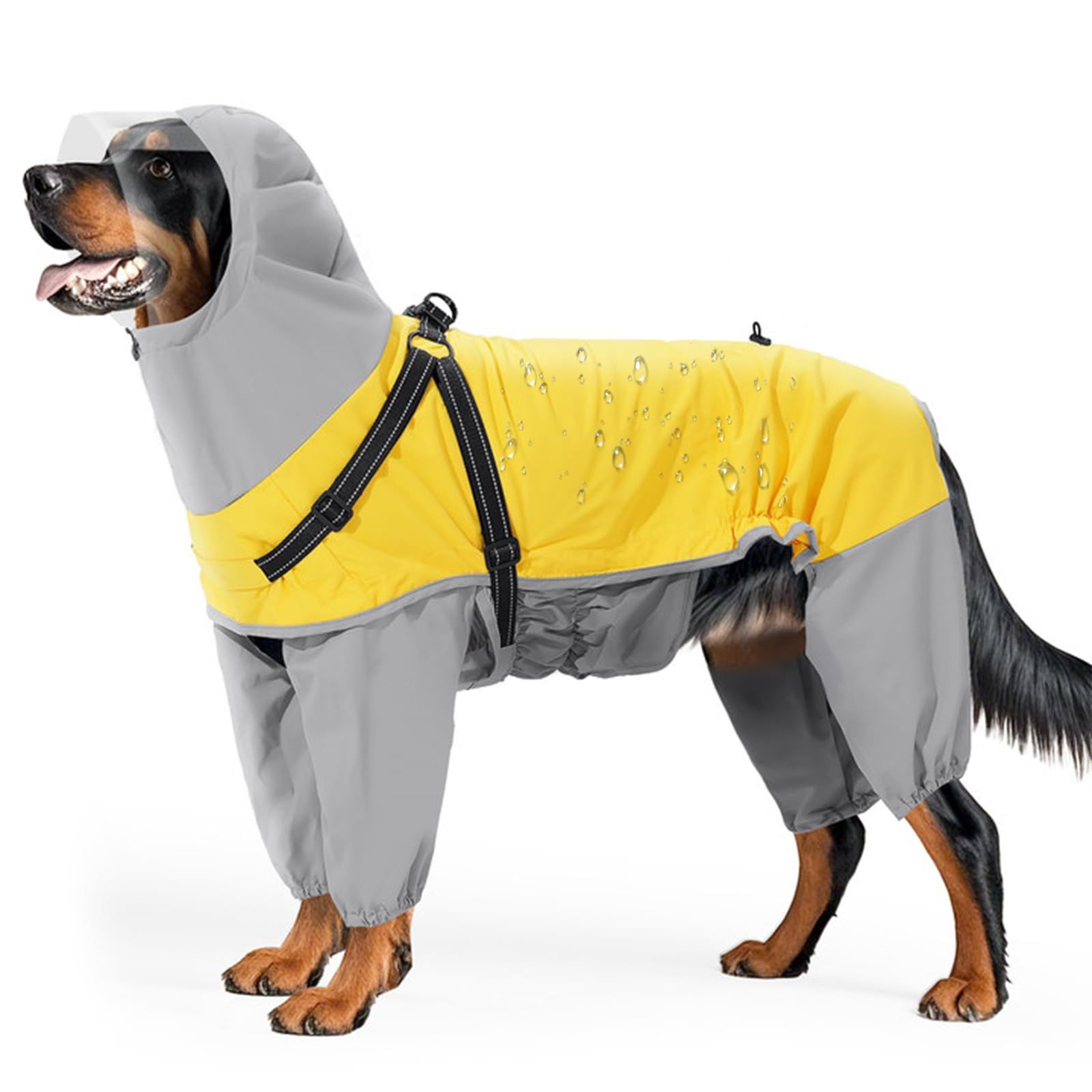 Dog Raincoat: Dog Rain Jacket with Reflective Harness & Hood