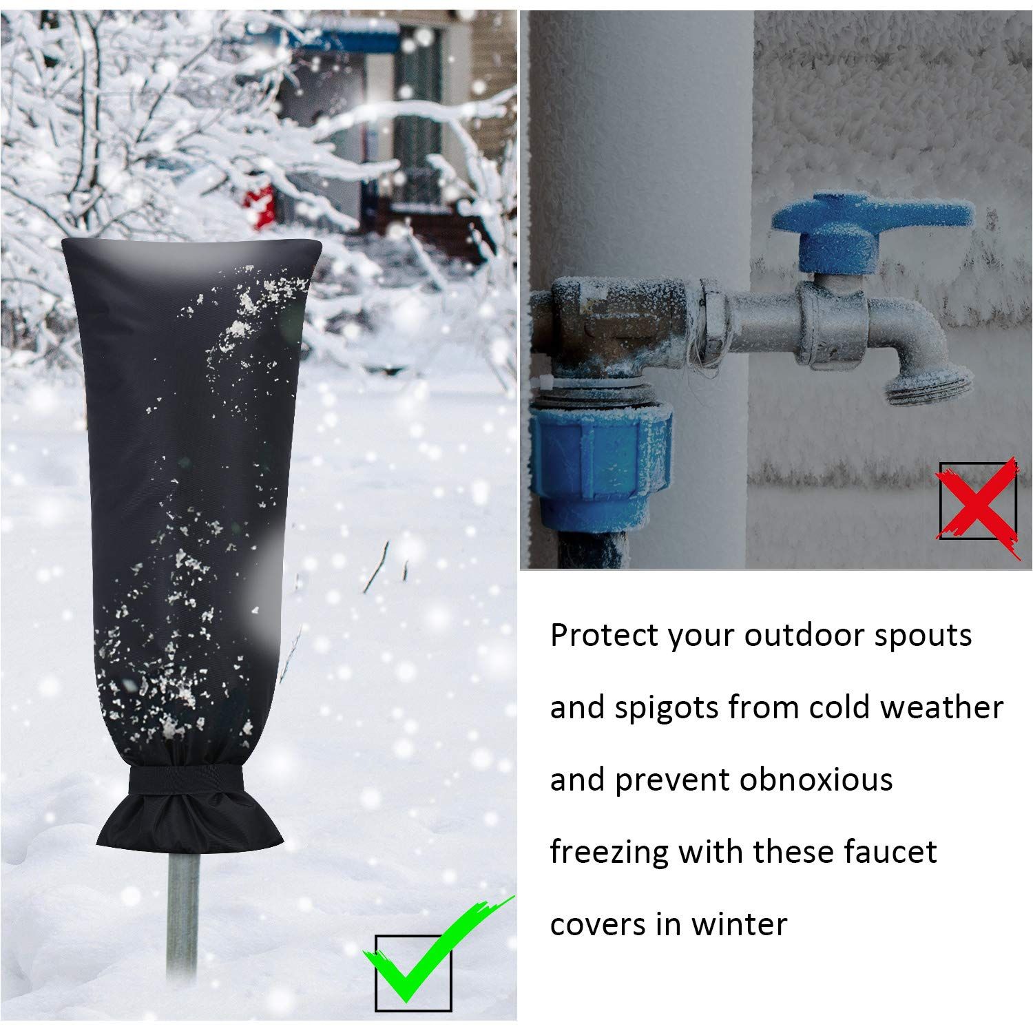 Outdoor Faucet Cover for Winter Freeze Protection 13*25inch Outdoor Long view 3