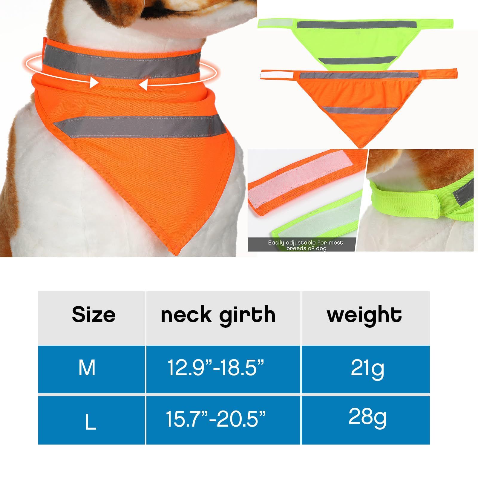 Set of 2 Dog Reflective Scarf Safety Pet Hunting Bandana view 5