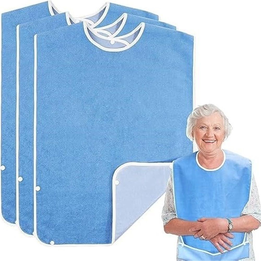 4 Pack Adult For Elderly Women Men Cloth Bib For Eating Adjustable bib