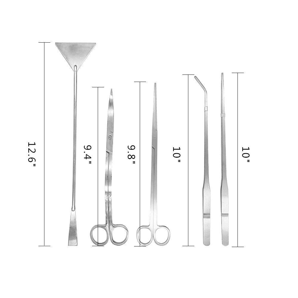 Aquascaping Tools 5 in 1 Kit Aquarium Scissors Plant Tools Curved & Straight view 4