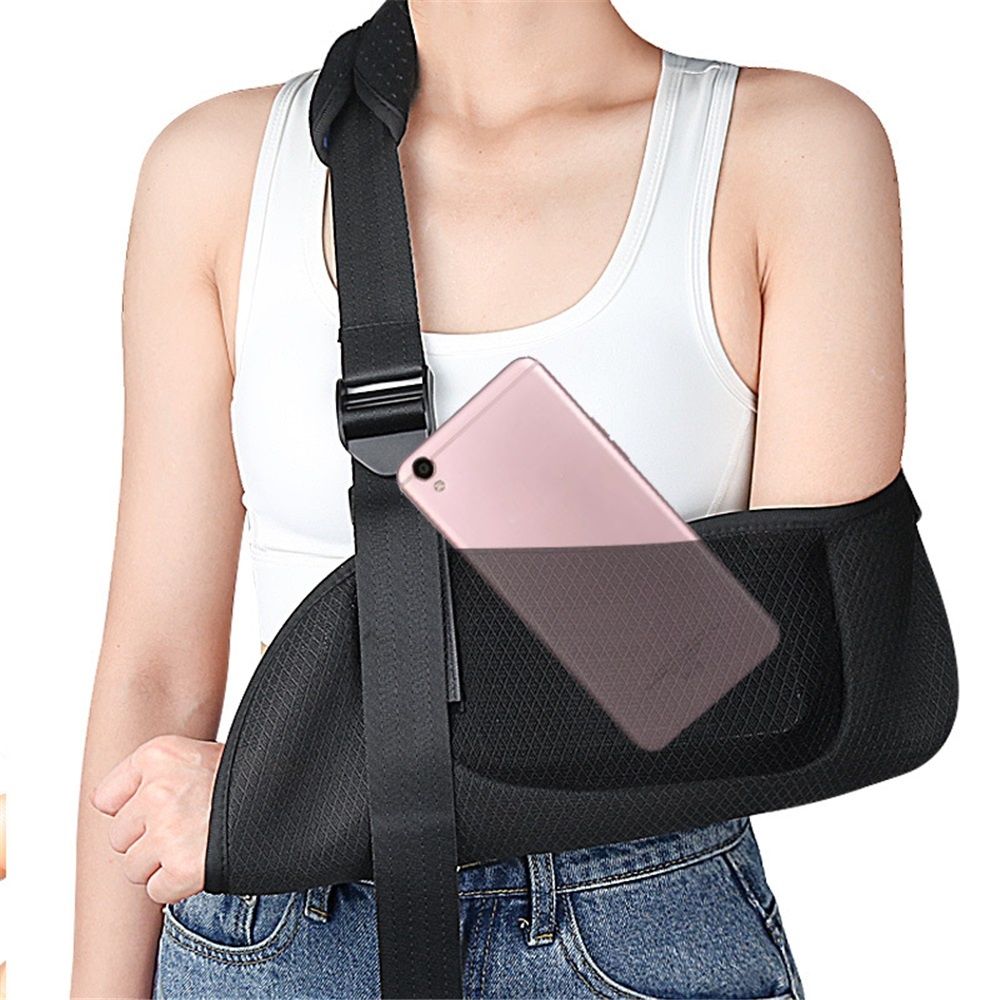 Arm shoulder sling, breathable sling with shoulder pad, used to support male view 2