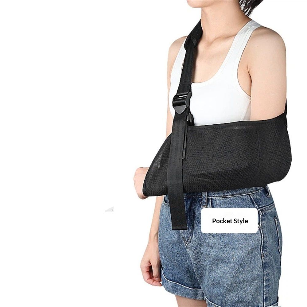 Arm shoulder sling, breathable sling with shoulder pad, used to support male view 3