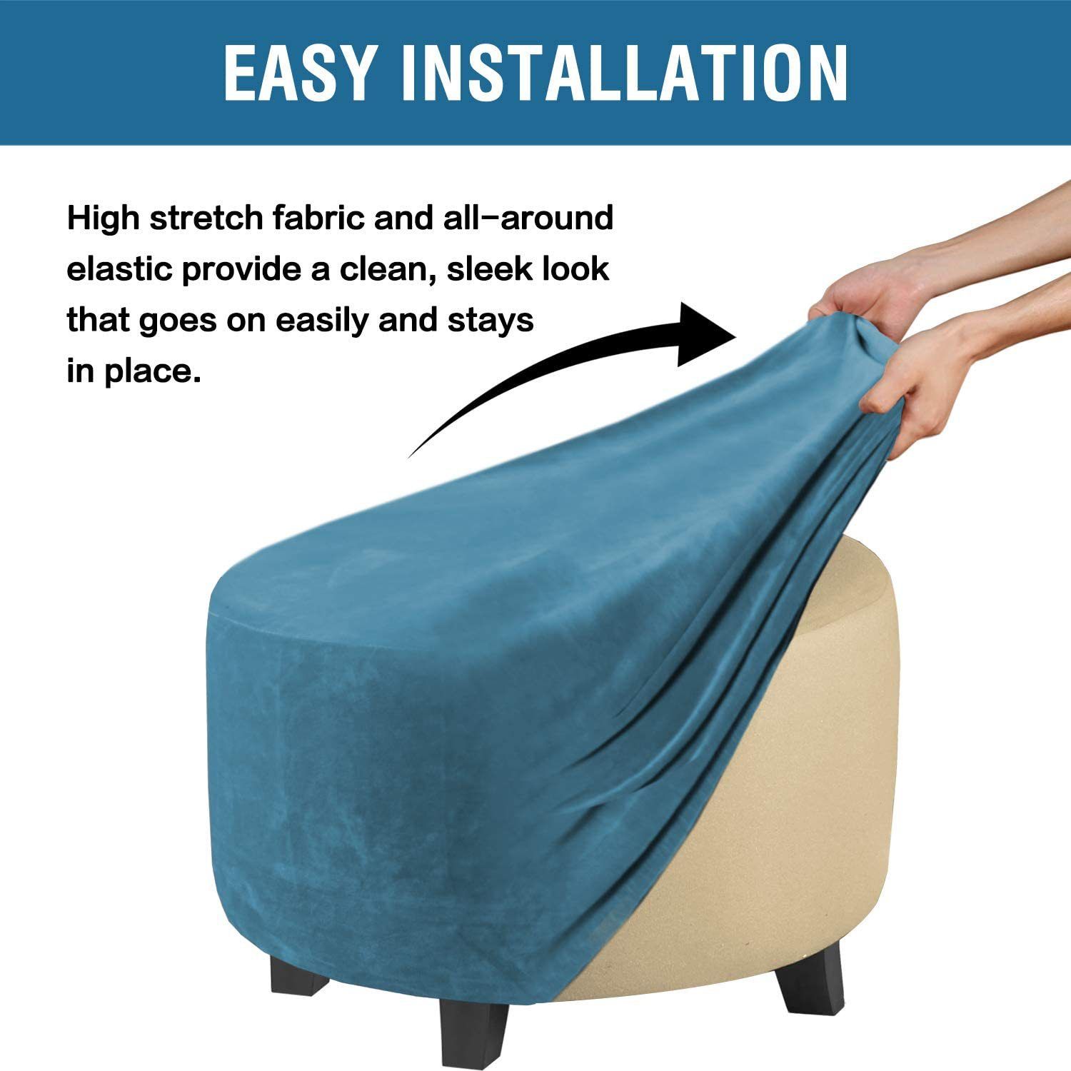 Circular lid sliding footstool protective cover storage stool elastic bottom view 2