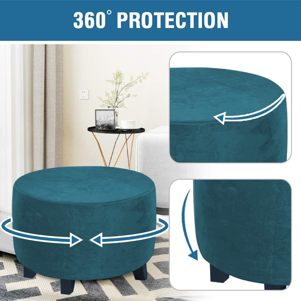 Circular lid sliding footstool protective cover storage stool elastic bottom view 3