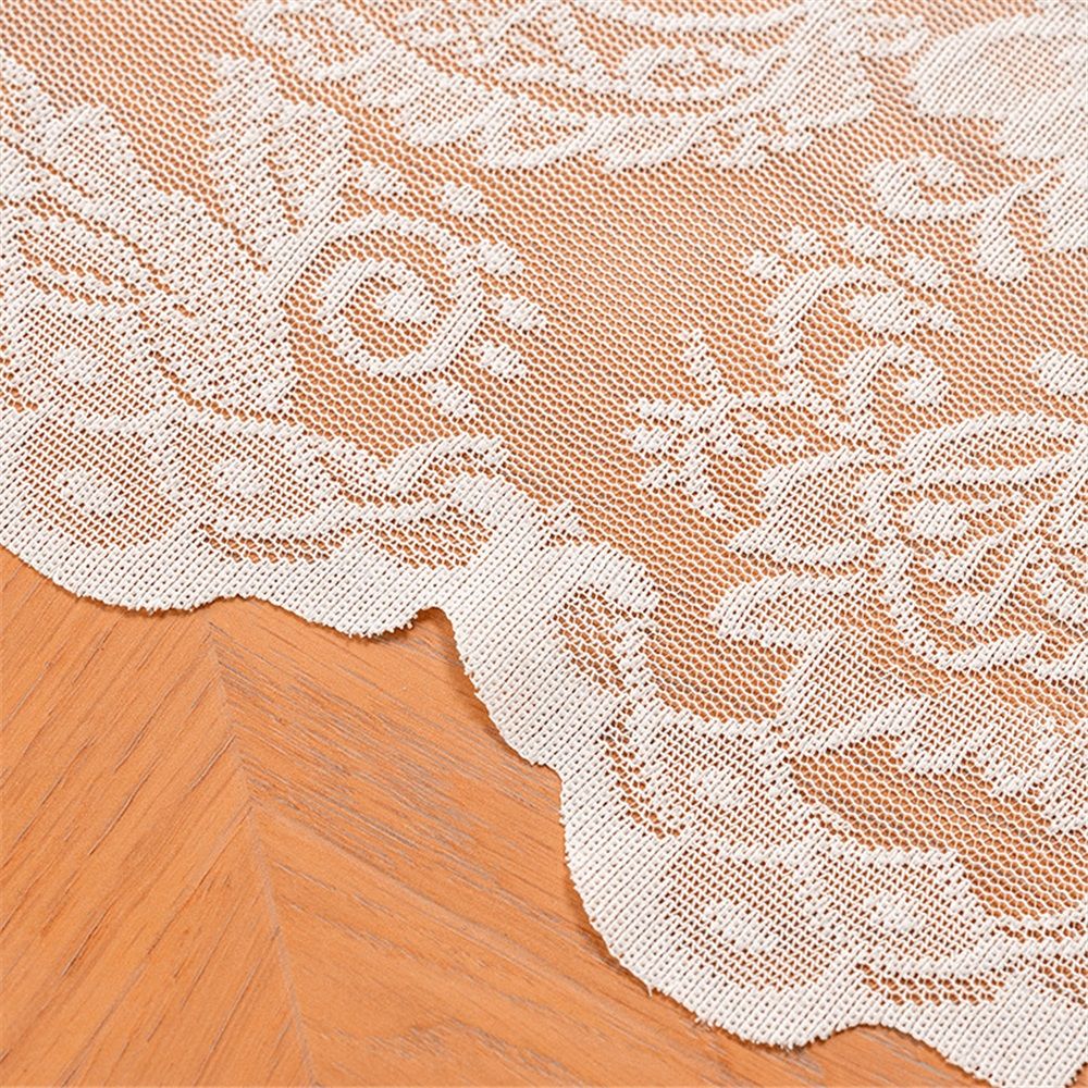 White Lace Tablecloth 70*150cm Rectangle Phoenix Tail Flower Embroidered view 5