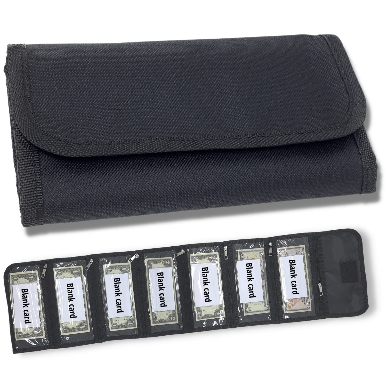 Money organizer for cash 6 slots money holder with blank card