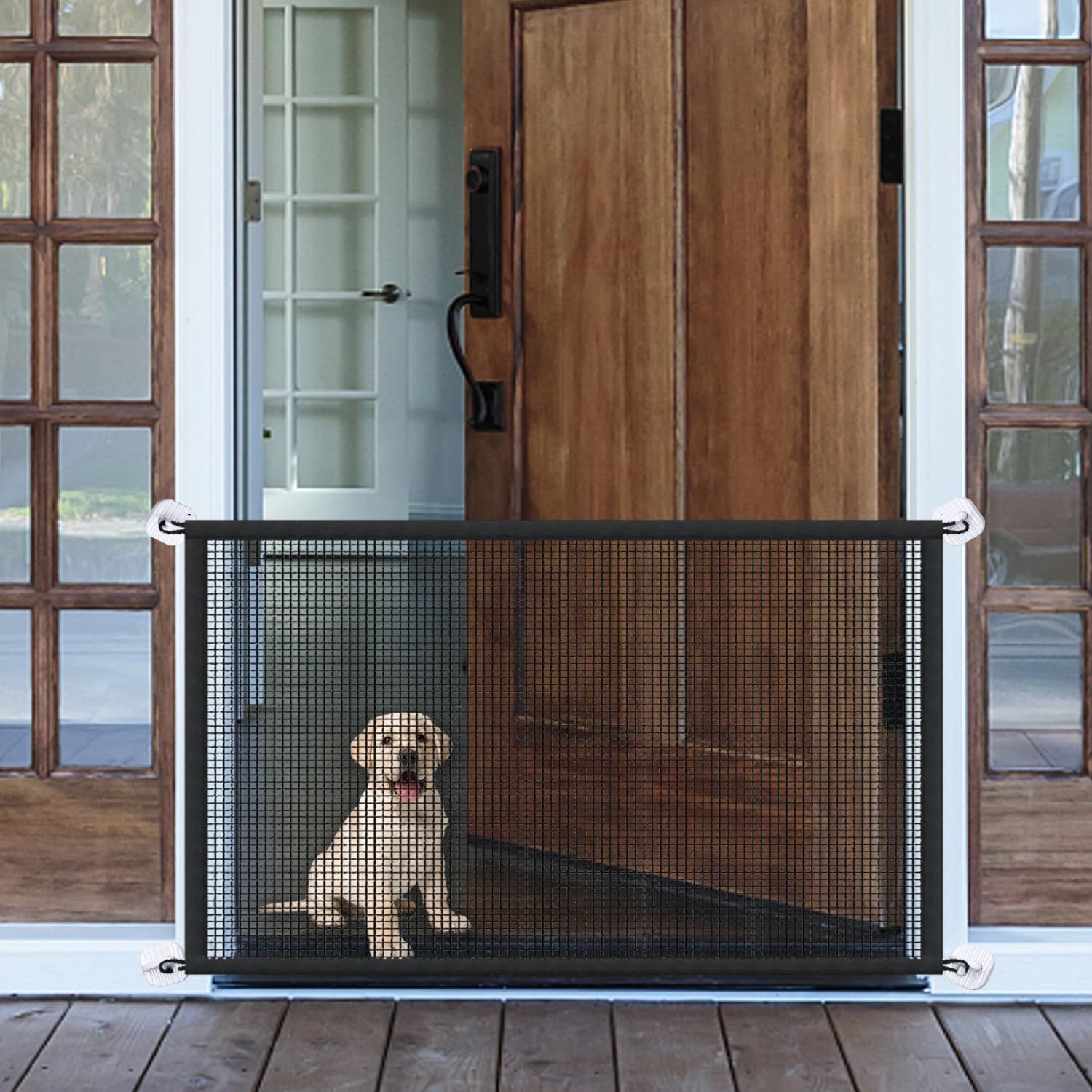 Mesh Dog Gates for Pets, Magic Pet Gate for The House, Portable Puppy Safety view 2