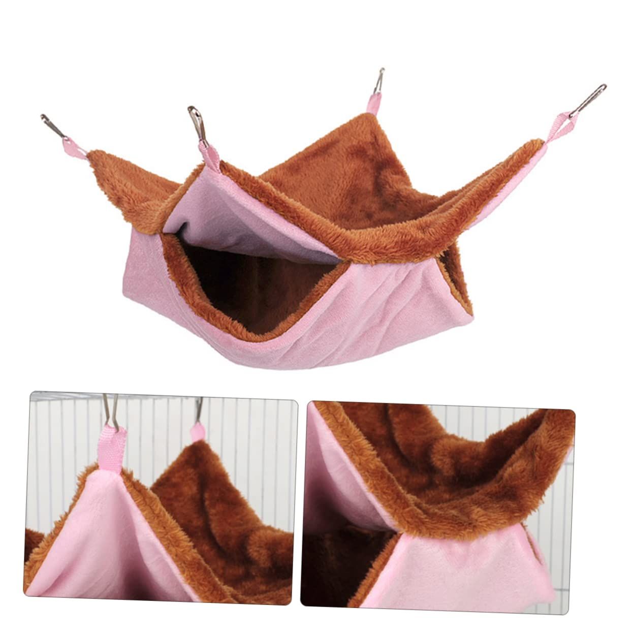 Double Layer Plush Squirrel Nest Bed Warm Sugar Glider Hammock for Pets Cozy view 3